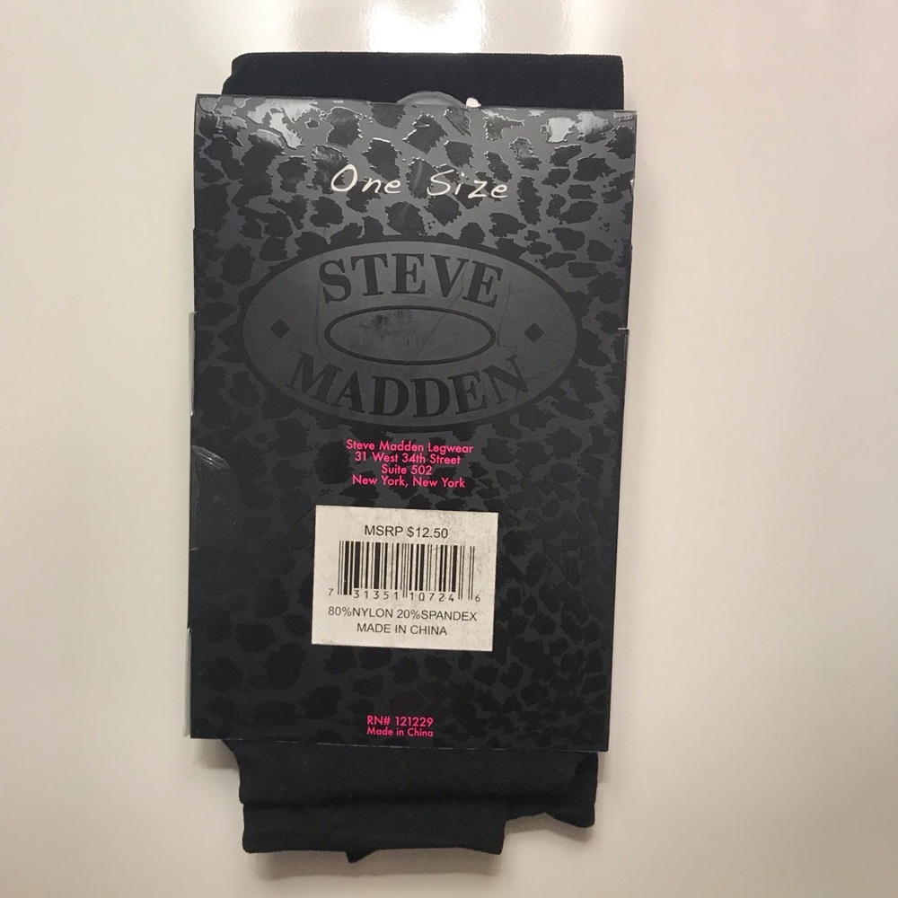 Steve Madden Black Nylon Footless Tights One Size - Picture 2 of 3